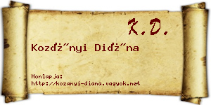 Kozányi Diána névjegykártya