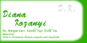 diana kozanyi business card